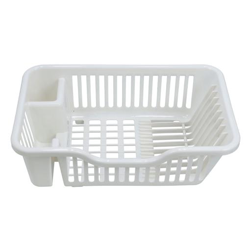Compact Dish Rack in White Plastic
