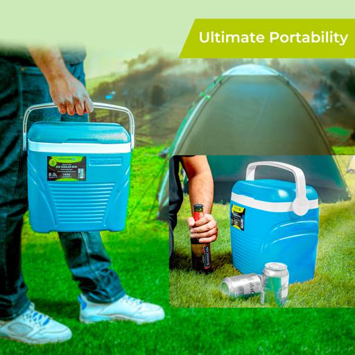 display image 8 for product Insulated Ice Cooler Box, 8L Portable Ice Chest, RF10475 | 3 Layer PP-PU-HDPE | Premium Quality Polymer | Thermal Insulation | Camping Cooler Ice Box for BBQs, Outdoor Activities