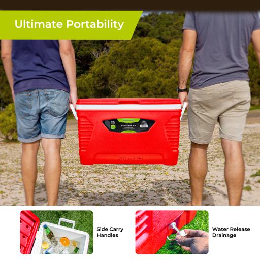 display image 8 for product Insulated Ice Cooler Box, 62L Portable Ice Chest, RF10480 | 3 Layer PP-PU-HDPE | Premium Quality Polymer | Thermal Insulation | Camping Cooler Ice Box for BBQs, Outdoor Activities