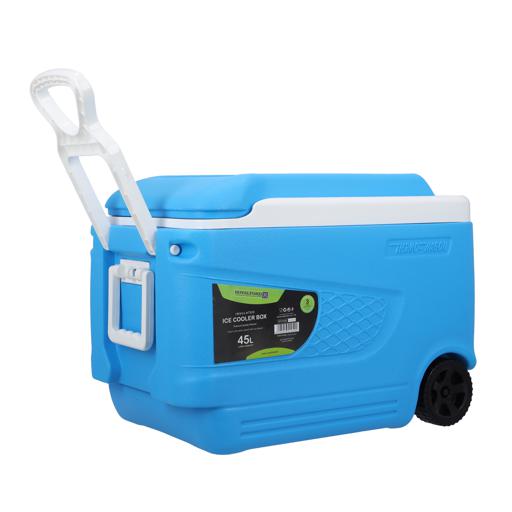 display image 4 for product Insulated Ice Cooler Box, 45L Portable Ice Chest, RF10482 | 3 Layer PP-PU-HDPE | Premium Quality Polymer | Thermal Insulation | Ice Cooler with Wheels & Handle