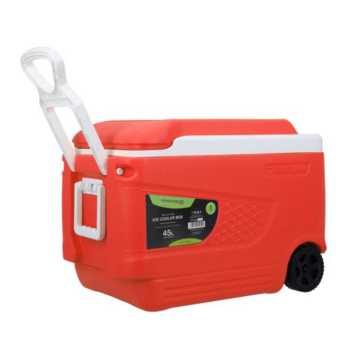 display image 8 for product Insulated Ice Cooler Box, 45L Portable Ice Chest, RF10482 | 3 Layer PP-PU-HDPE | Premium Quality Polymer | Thermal Insulation | Ice Cooler with Wheels & Handle