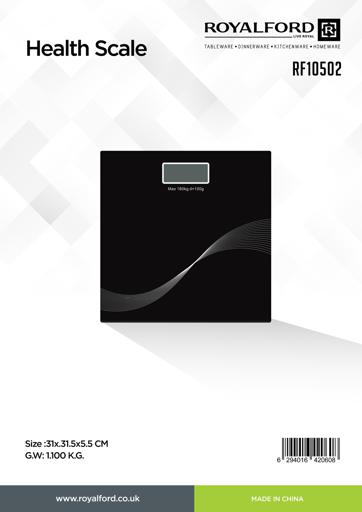 display image 12 for product Health Scale, LCD Digital Display Scale, Non-Slip, RF10502 | Super Slim Digital Body | Instant Reading Step-On Feature | Toughened Glass | Black Weight Bathroom Scales