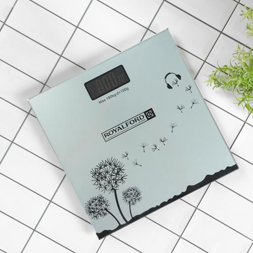 display image 1 for product Health Scale, LCD Digital Display Scale, Non-Slip, RF10502 | Super Slim Digital Body | Instant Reading Step-On Feature | Toughened Glass | Black Weight Bathroom Scales