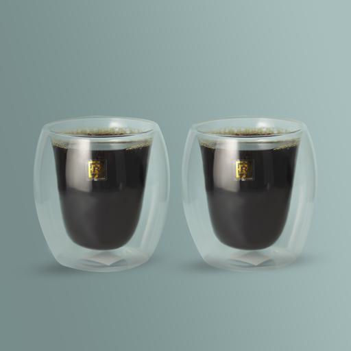 Insulated Double Wall Mug Cup Glass-Set of 4 Mugs/Cups for  Coffee,Cappuccino,latte,espresso,Tea,Thermal,Clear,80ml