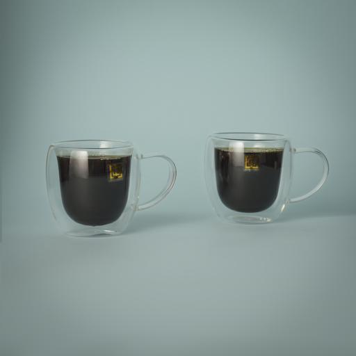 display image 4 for product Double Wall Mug Set, 150ml Borosilicate Glass Cup, RF10527 | 2pcs Clear Glass Coffee Cups | Insulated Coffee Glass, Cappuccino Cups, Tea Cups, Latte Cups, Beverage Glasses