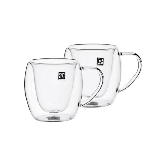 250ml Double Walled Coffee Mugs Set of 2 - Glass Cappuccino Latte