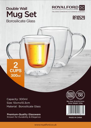 Royal Ford Borosilicate 2Pcs Double Wall Cup Set 300ML