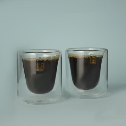 Set of 4 Colored Double Wall Insulated Glass Mug Modern Glasses