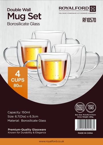 Free Shipping 4PCS Double Wall Insulated Glasses,Borosilicate