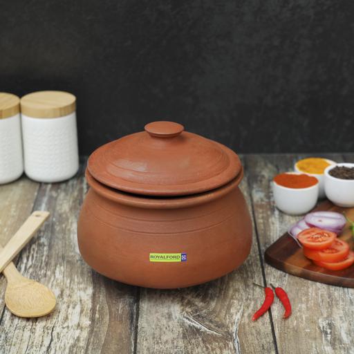 display image 2 for product Briyani Pot with Lid, Handmade Clay Cookware, RF10591 | Can be used on Gas Stove or Open Fire | 100% Natural Clay Pot/ Earthen Pot for Rice, Curry, Dessert