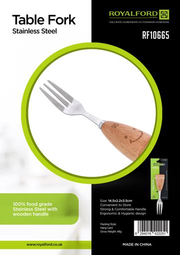 display image 7 for product Table Fork, Stainless Steel with Wooden Handle, RF10665 | Classic Dinner Fork | Ideal for Eating Salad, Dessert, Appetizer, Fruit Salad, Chinese Food