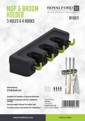display image 7 for product Royalford 3 Holes 4Hook  Mop Holder