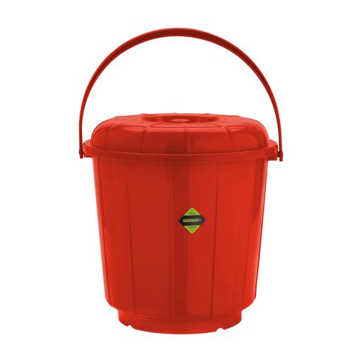 display image 1 for product Plastic Bucket with Lid, 25L Bucket with Handle, RF10688 | Plasticware Leak-proof Bucket | Sturdy, Long Lasting Design | Ideal for Home, Garden, DIY Bucket