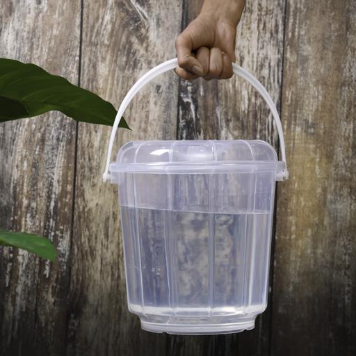 display image 3 for product Transparent Bucket with Lid, 7L Plastic Bucket RF10690 | Comfortable Handle for Easy Grip | Multifunctional | Ideal for Home, Garden, DIY Bucket | Leakproof Bucket with Lid