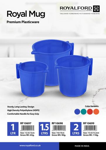 display image 7 for product Royal Mug, Comfortable Handle for Easy Grip, 1L, RF10697 | Premium Plasticware | Sturdy, Long Lasting Design | Multifunctional | Ideal for Home, Garden, DIY