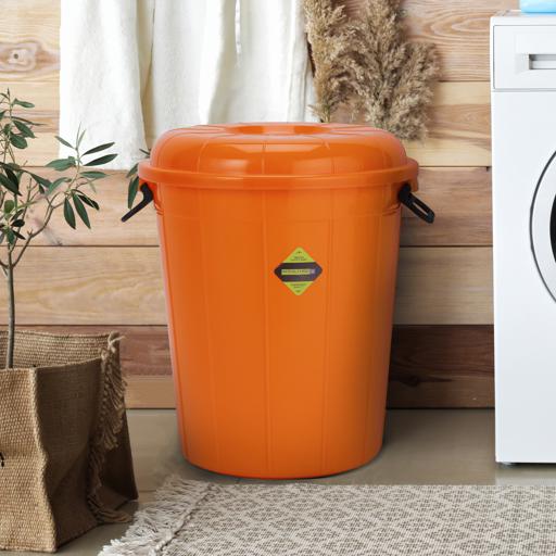 display image 4 for product Plastic Drum with Lid, Laundry Hamper with Handles, RF10724 | 100L Washing Bin, Dirty Clothes Storage, Bathroom, Bedroom, Closet, Laundry Basket