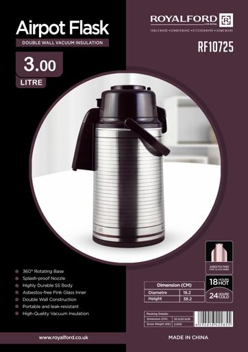 Vacuum Travel Bottle Thermos Giant Flask 3l For Hot And Cold Drinks
