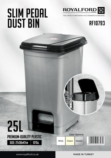 Pedal Bin Kitchen Waste Plastic Bathroom Slim Rubbish Dustbin Foot Home Office 