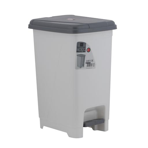 display image 0 for product Slim Pedal Dust Bin, 15L Plastic Waste Bin, RF10794 | Practical Slim Bin for Bathroom, Kitchen or Office | Foot Pedal Trash Bin for Commercial Purpose