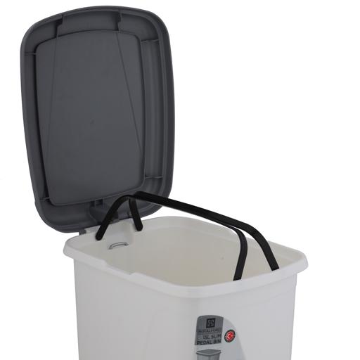 display image 8 for product Slim Pedal Dust Bin, 15L Plastic Waste Bin, RF10794 | Practical Slim Bin for Bathroom, Kitchen or Office | Foot Pedal Trash Bin for Commercial Purpose