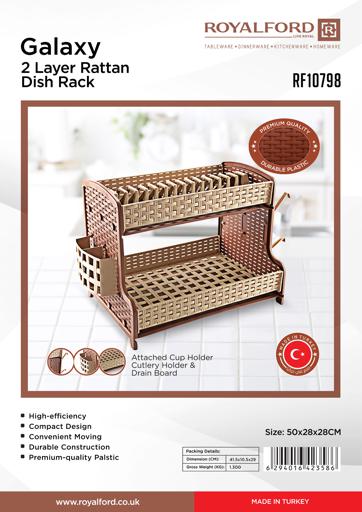 Royalford 3-Layer Wall Hanging Dish Rack, 665x260x477 MM