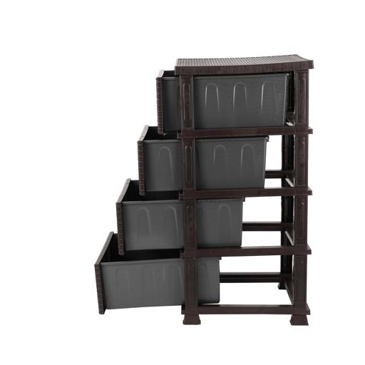 display image 4 for product Rattan 4-Tier Storage Cabinet, Plastic Drawers, RF10808 | Stationary Arts Desktop Tabletop Organizer | Storage Tower Unit for Office Bedroom Kitchen