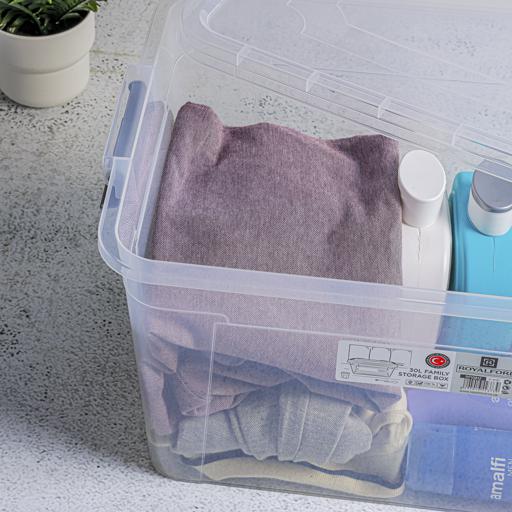 display image 4 for product Family Storage Box, 24L Plastic Clear Container, RF10812 | Transparent Large Storage Organizer Box with Lid | Ideal for Living Room, Bedroom, Garage