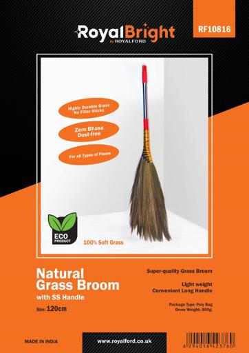 display image 7 for product Royal Ford Natural Grass Brooms with Stainless Steel Handle