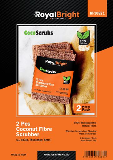 display image 9 for product 2 Pcs Coconut Fibre Scrubber, Natural Fibre, RF10821 | Biodegradable Sponge | Eco Friendly Washing up Sponge for Dishes | Scratch-Less Cleaning