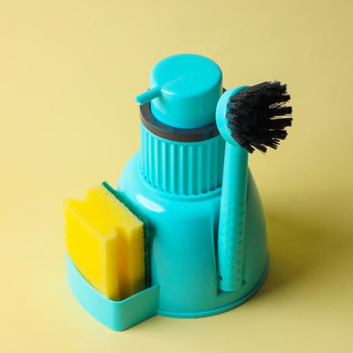 Kitchen Soap Dispenser Set Sponges bottle brushes Holds Scrubbers Brushes  Liquid hand soap dispenser