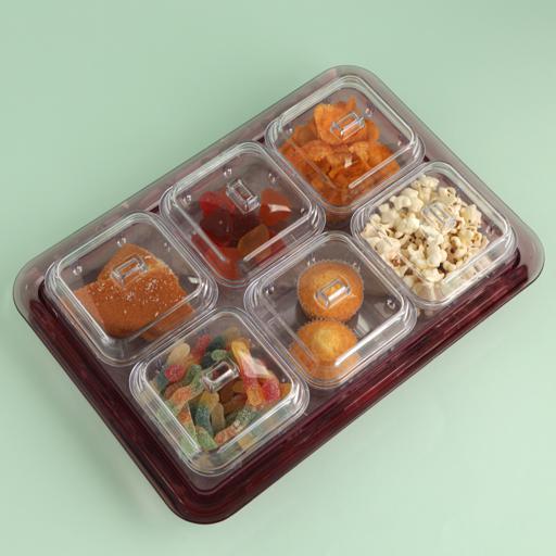 Looking for everything you need SNACK SERVING TRAY WITH ACRYLIC LID (4  SECTION), snack tray with lid