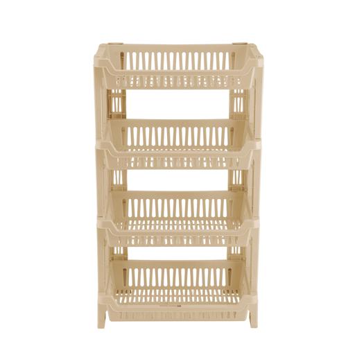 display image 4 for product Royalford 4-Layer Vegetable Rack| RF10878| Plastic Vegetable Rack| Multi-Purpose Storage Rack| Stand for Fruits and Vegetables| Storage Rack for Home, Office and Kitchen| Rectangular Stand| Compact Design| Light Pink