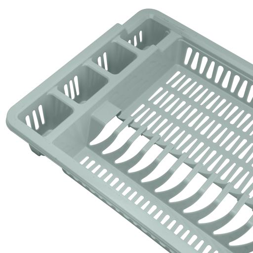 Sky Blue Plastic Dish Drainer - Plate Drying Rack with Cutlery