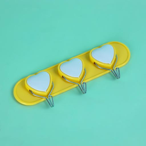display image 2 for product Heart Sticky Hooks, 3pcs Self Adhesive Wall Hooks, RF10945 | Hooks for Bathroom, Kitchen, Bedrooms, Closet, Office, Showrooms, Laundry Room & More