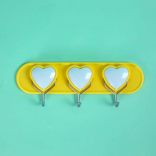 display image 3 for product Heart Sticky Hooks, 3pcs Self Adhesive Wall Hooks, RF10945 | Hooks for Bathroom, Kitchen, Bedrooms, Closet, Office, Showrooms, Laundry Room & More