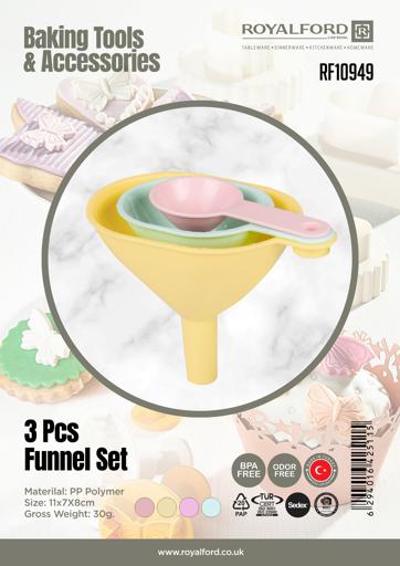 display image 8 for product Baking Tools & Accessories, 3pcs Funnel Set, RF10949 | Mini Kitchen Tool for Distributing Cream, Chocolate, Icing | Plastic Kitchen Funnel Set