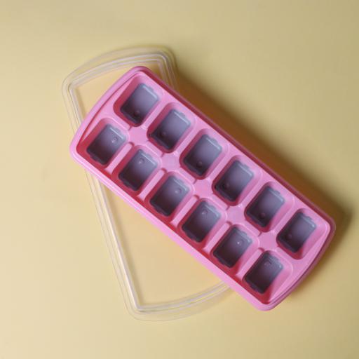 Silicone Ice Cube Mold with Lids for Cocktails Whiskey,Easy Release and  Flexible - blue+pink+grey