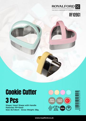 display image 9 for product Cookie Cutter, 3pcs Stainless Steel Cookie Cutter, RF10961 | Baking Moulds | Heart Shape Cookie Cutter with PP Handle | Baking Dough Tools