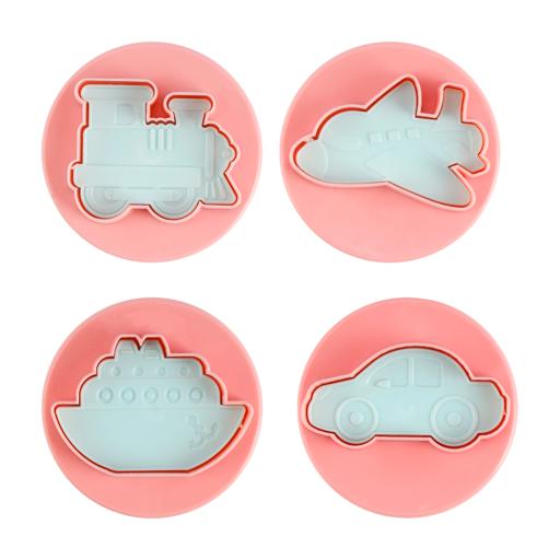 display image 0 for product Toy Shaped Cookie Cutters, 4pcs ABS Mould, RF10971 | Cookie Cutter with Handle | 3D Design Cookie Mould | Baking Tools for Kitchen | Kids Cookie Cutter