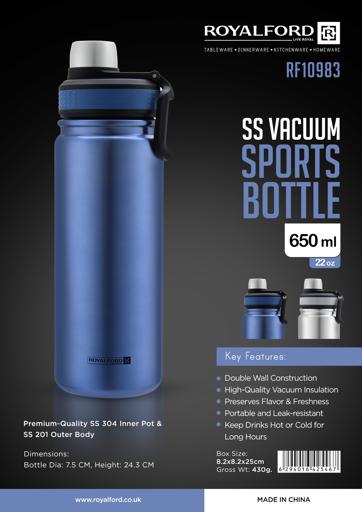 Royal Ford Stainless Steel Vaccum Sports Bottle - 650ml