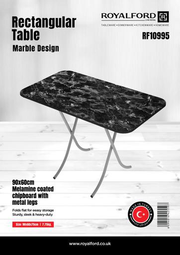 display image 4 for product Rectangular Table, 90x60cm Marble Design Portable Table, RF10995 | Rectangular Kitchen Dining Table | Modern Small Coffee Table Living Room Accent Table with Metal Legs