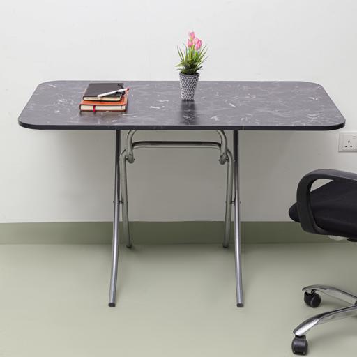 display image 3 for product Rectangular Table, 90x60cm Marble Design Portable Table, RF10995 | Rectangular Kitchen Dining Table | Modern Small Coffee Table Living Room Accent Table with Metal Legs