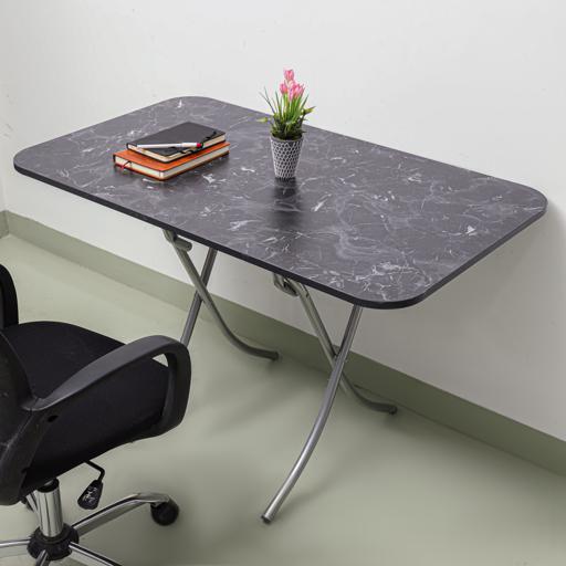 display image 2 for product Rectangular Table, 90x60cm Marble Design Portable Table, RF10995 | Rectangular Kitchen Dining Table | Modern Small Coffee Table Living Room Accent Table with Metal Legs