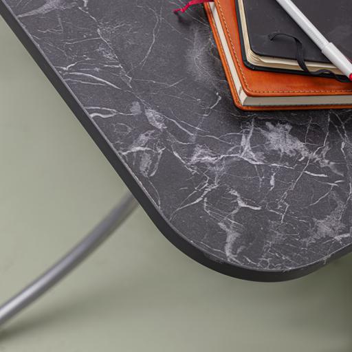 display image 1 for product Rectangular Table, 90x60cm Marble Design Portable Table, RF10995 | Rectangular Kitchen Dining Table | Modern Small Coffee Table Living Room Accent Table with Metal Legs