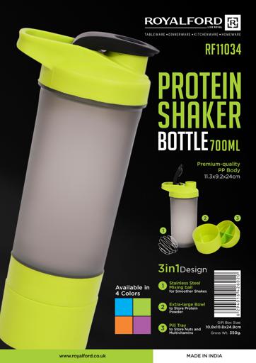 display image 8 for product Protein Shaker Bottle, 700ml PP Body Bottle, RF11034 | Snap-Lock Closure | Blender Bottle with Mixer Ball | Perfect for Protein Shakes, Nutrition & Smoothies