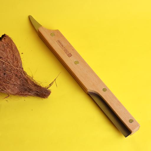 display image 1 for product Coconut Cutter with Wooden Handle, Coconut Driller, RF11118 | Coconut Opener Knife, Coconut Water Opener | Helps Remove Coconut Flesh from Shell | Coconut Splitter /Peeler /Scraper