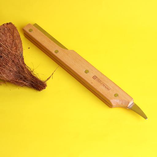 display image 4 for product Coconut Cutter with Wooden Handle, Coconut Driller, RF11118 | Coconut Opener Knife, Coconut Water Opener | Helps Remove Coconut Flesh from Shell | Coconut Splitter /Peeler /Scraper