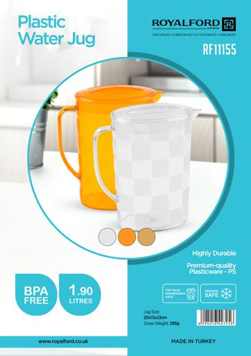 display image 7 for product Plastic Water Jug, 1.90L Juice Jug with Lid, RF11155 | Transparent Water Jug for Home, Cafes, Restaurants, Bar | Portable Multi-Purpose Jug | BPA-Free