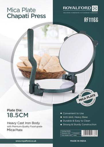 display image 11 for product Mica Plate Chapati Press, Heavy Cast Iron Body, RF11166 | 18.5cm Non-Stick Plate | Anti-Skid Heavy Base | Indian Roti/ Chapati Press for Tortilla, Roti, Chapati