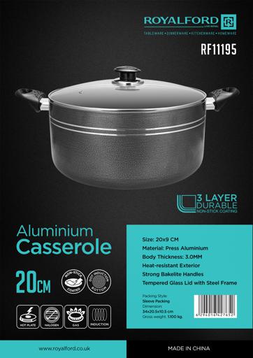 display image 12 for product Royalford Non-Stick Casserole with Stainless Steel  Lid - 20CM